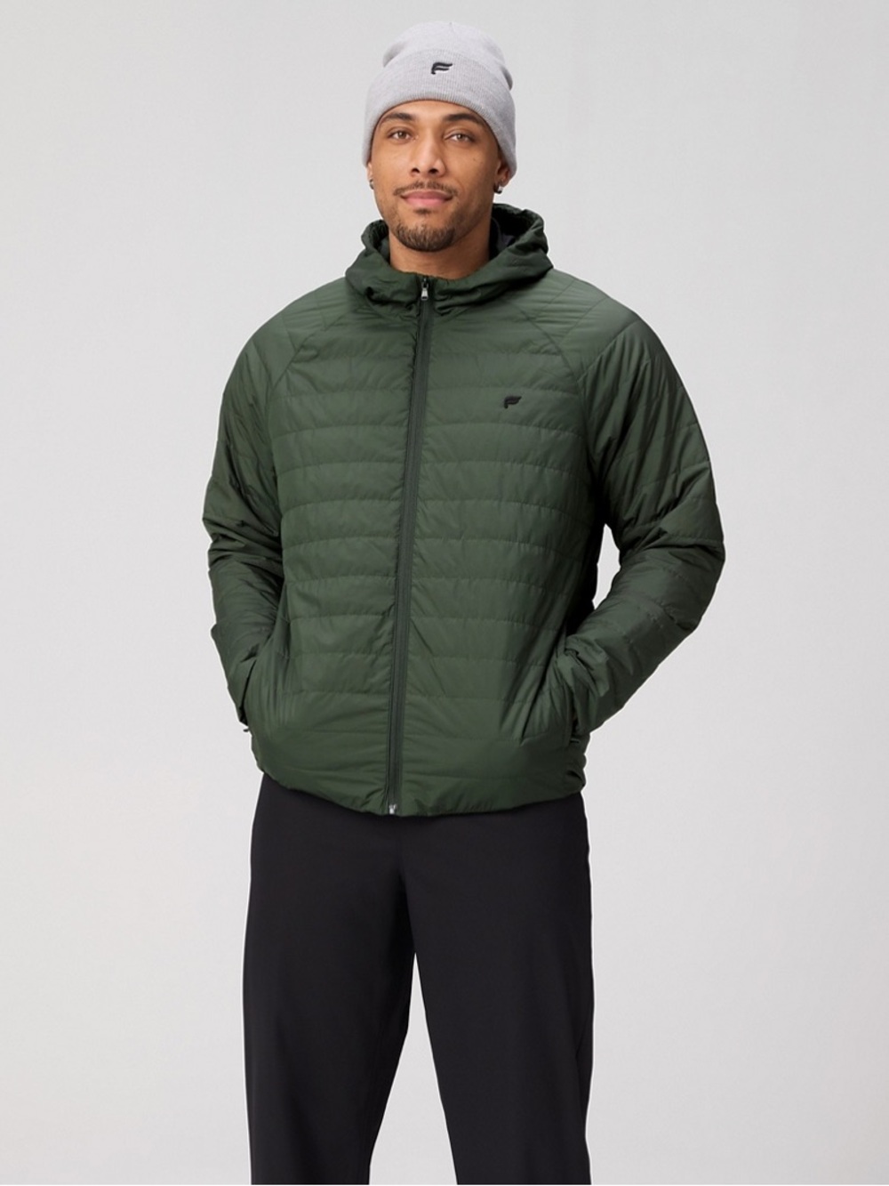 Fabletics Hunter Green Commuter Light Fill Full Zip Hooded Jacket Size M